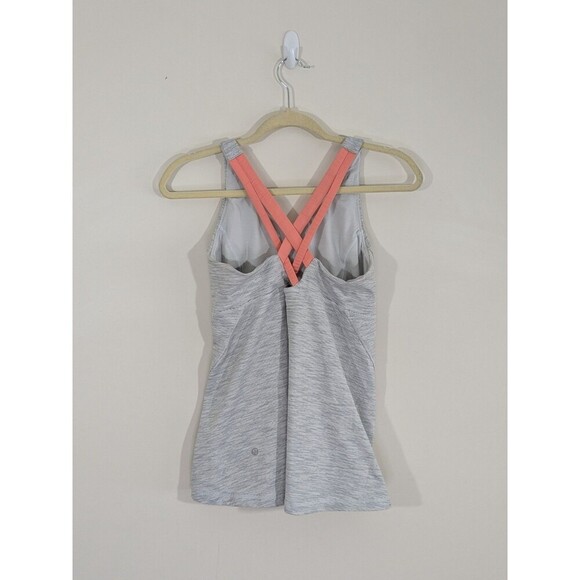 Lululemon Stash N Run Tank Heathered Gray Light Coral Medium Support Size 8 - Picture 2 of 5